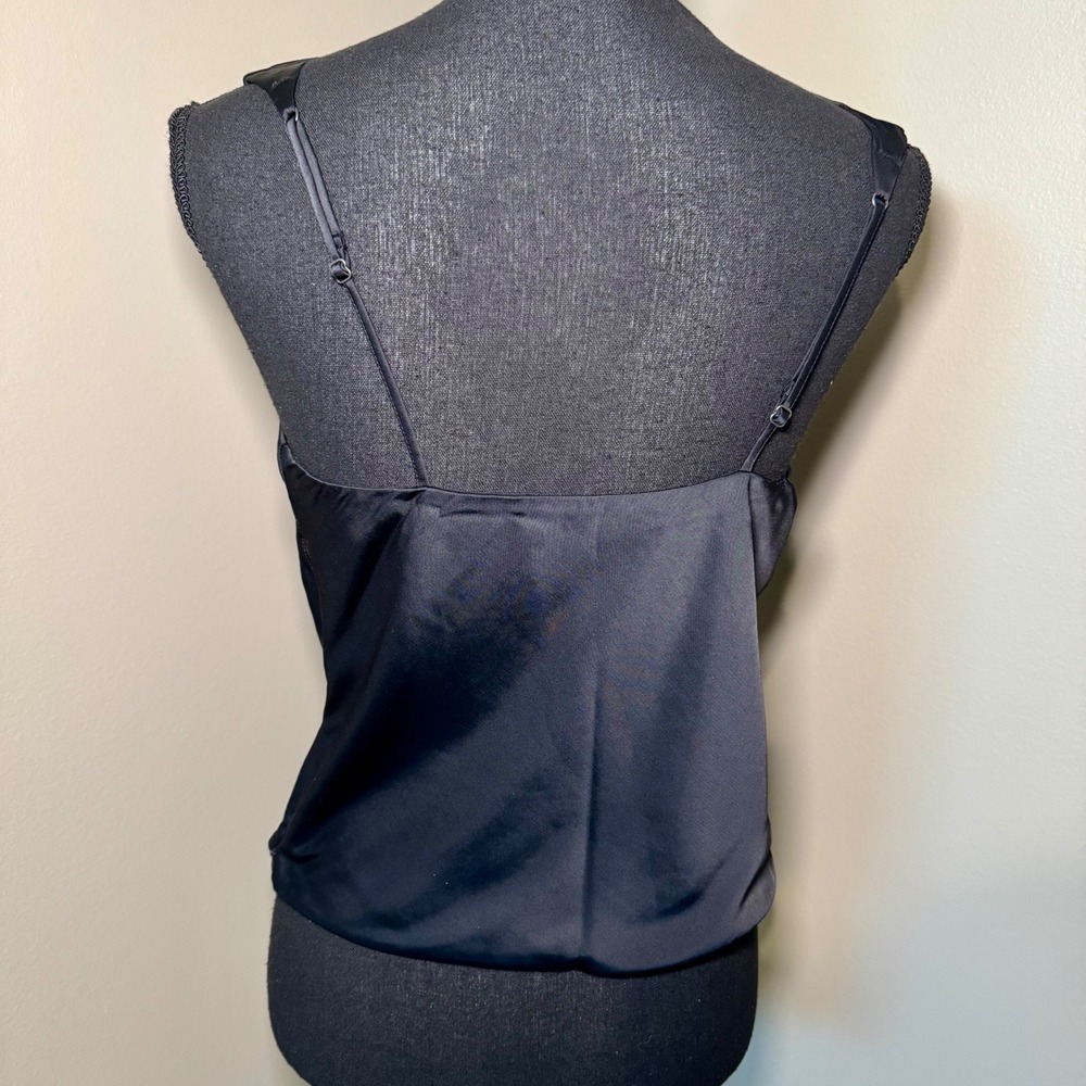 Abercrombie & Fitch Womens Black Satin Cowl Neck Cami Top Adjustable Straps S - Picture 2 of 5